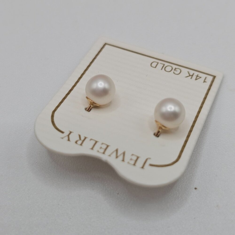 14KT GOLD SYNTHETIC PEARL SCREW BACK STUD EARRINGS 5MM - Picture 3 of 7